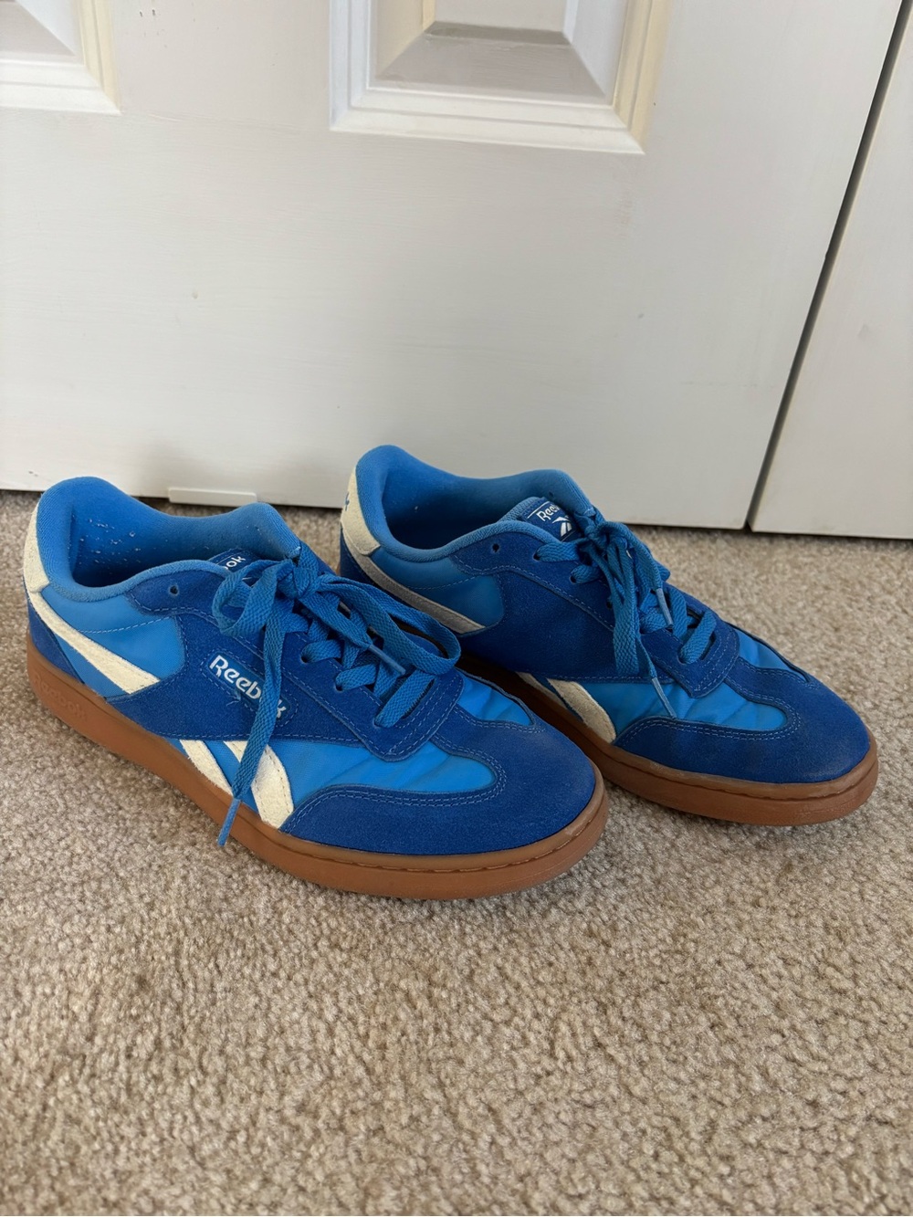 Reebok Men’s Blue Suede & Nylon Sneakers with Gum Sole